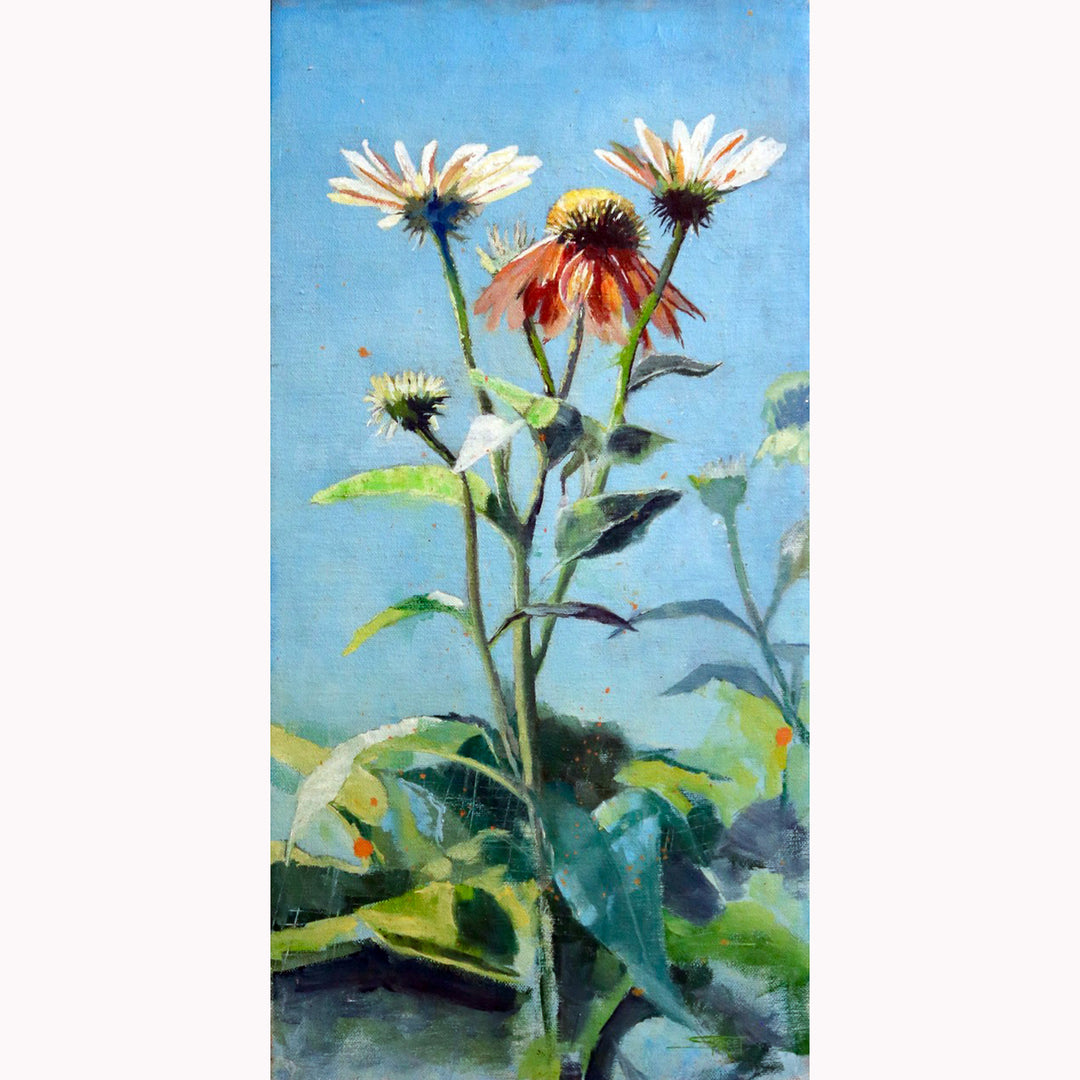Coneflowers, 20 x 10 in, Oil on Canvas