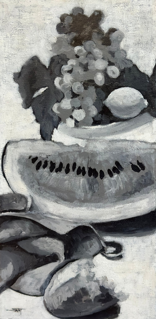 Study in Black & White, oil on canvas, 20x10 in