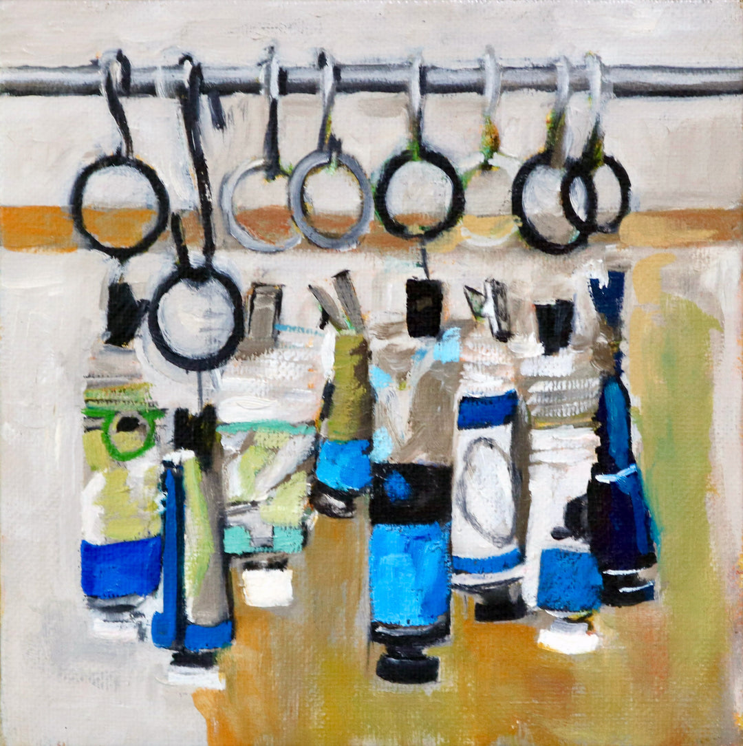 Paint Tube Series Blues, 6 x 6 in, Oil on Panel