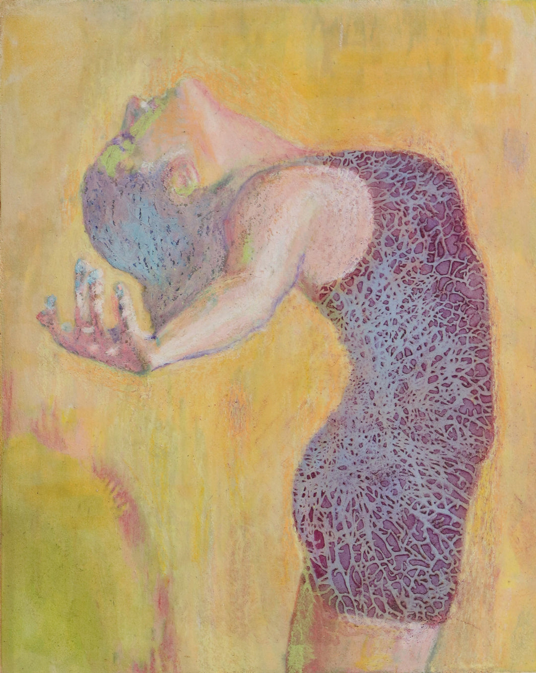Dancer - lilac, 10 x 8 in, Serigraph Monotype with Pastel