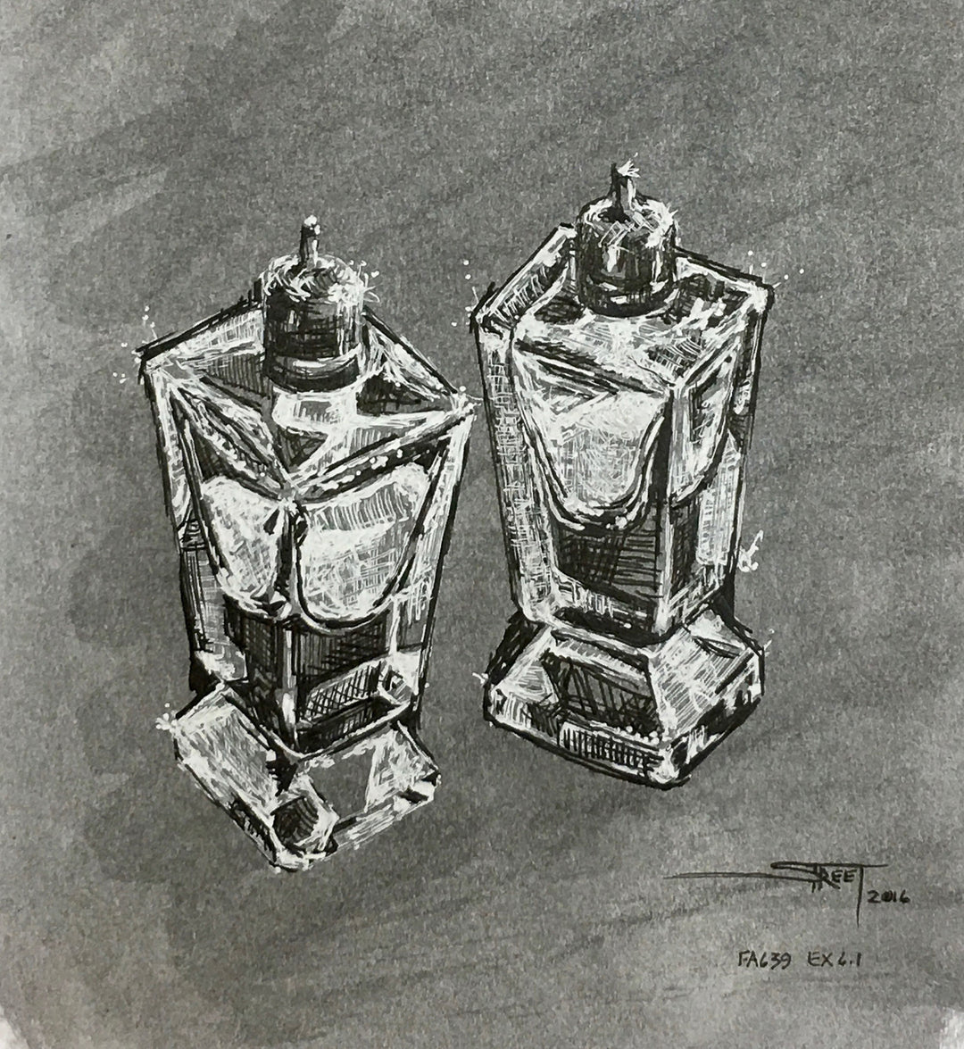 Form/Function, 5 x 5 in, Pen and Ink on Paper