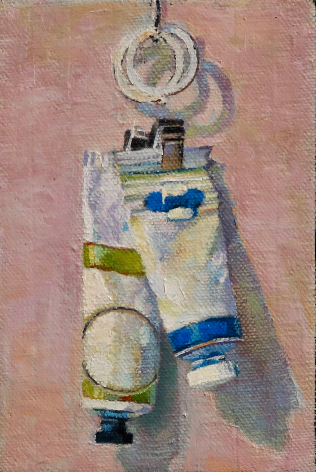 Paint Tubes G/B, 6 x 4 in, Oil on Canvas
