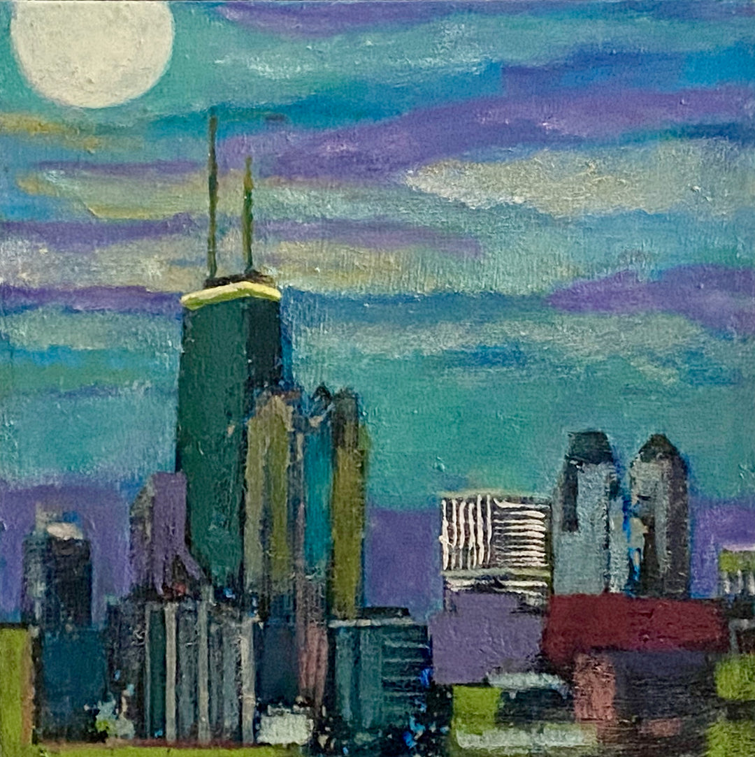 Skyline 2, 5 x 5, Oil, Pastel, Enamel, Ink on Panel